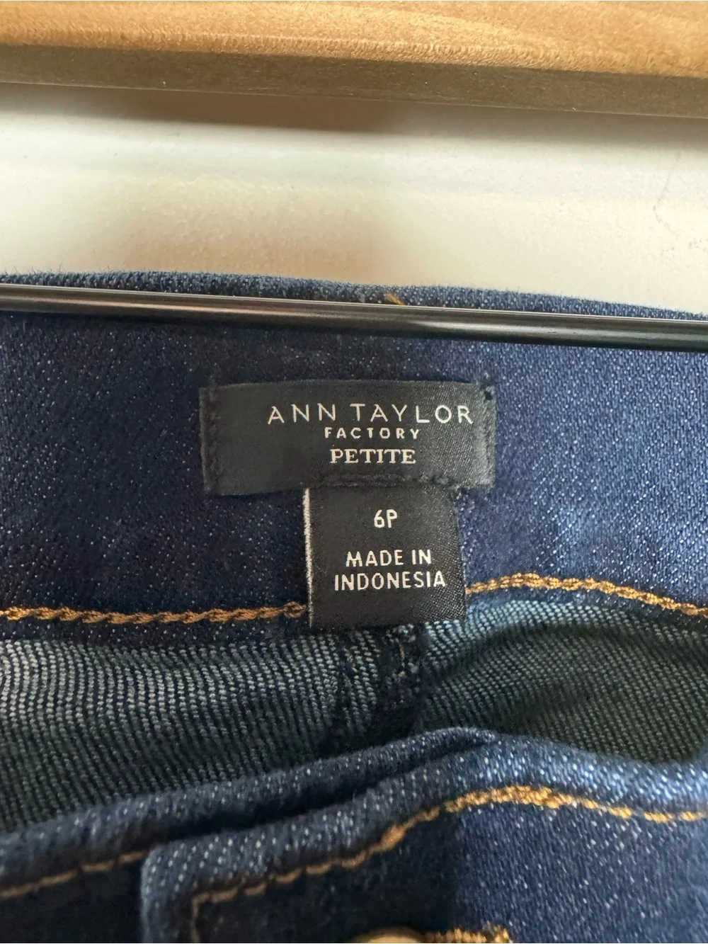 Ann Taylor Dark Blue Ankle Jeans with Button-Hem